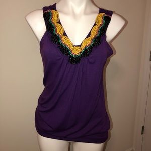 Beaded Sleeveless Tank Top